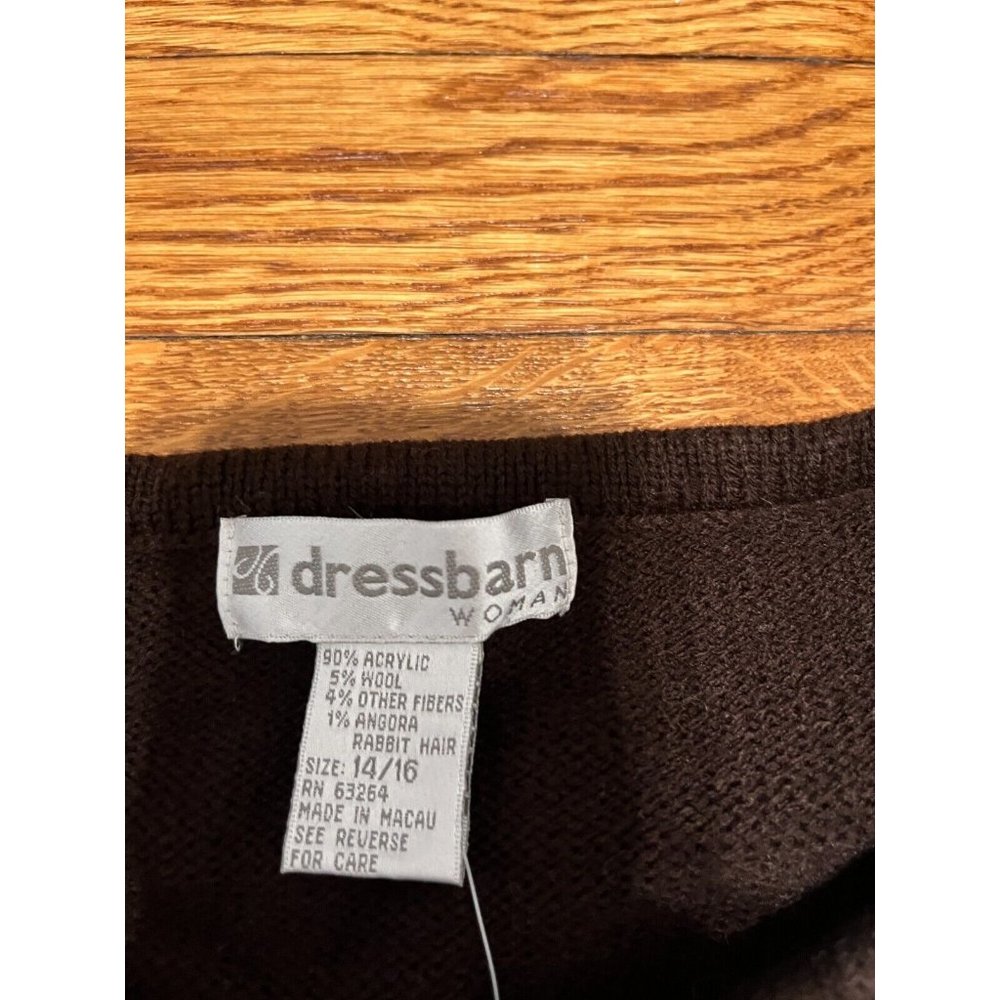 Vintage Dressbarn Sweater Womens Sz Large 14/16 Brown Retro Acrylic Knit NWT NOS - Picture 5 of 7